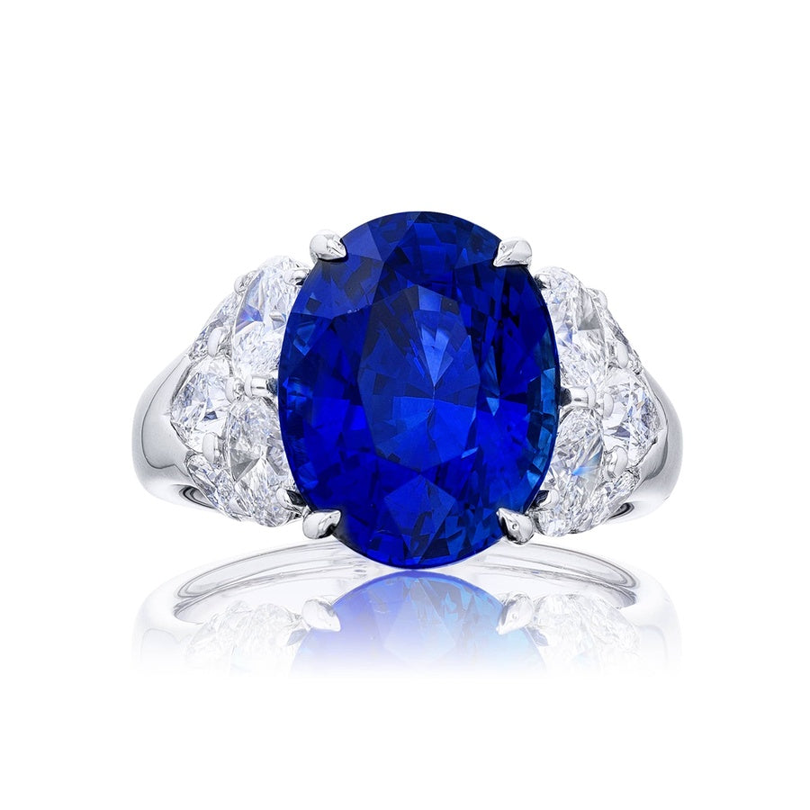 Platinum Oval Sapphire Certified Ring