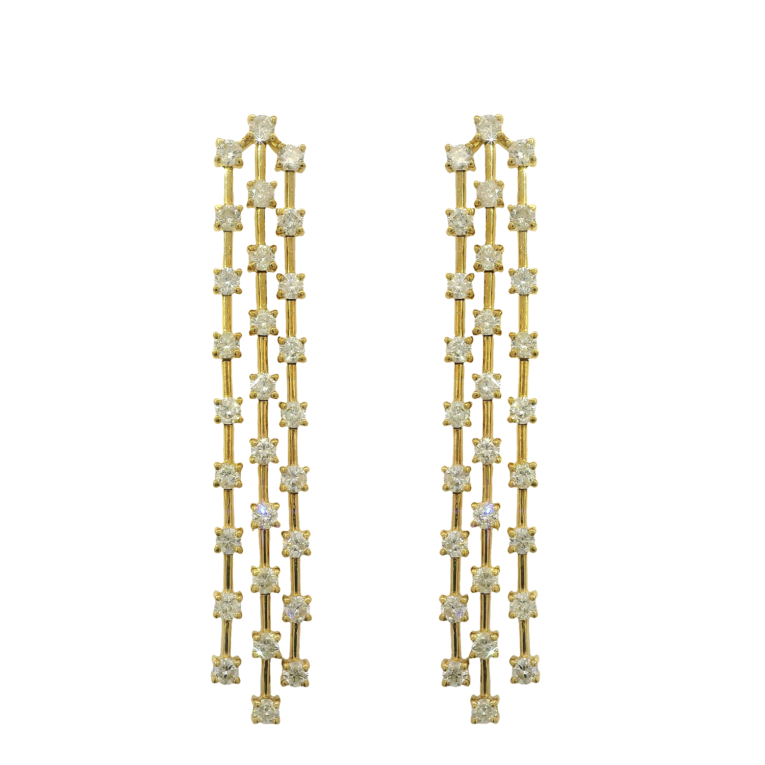 Three-Tier Drop Earrings with Prong Set Diamond Stations