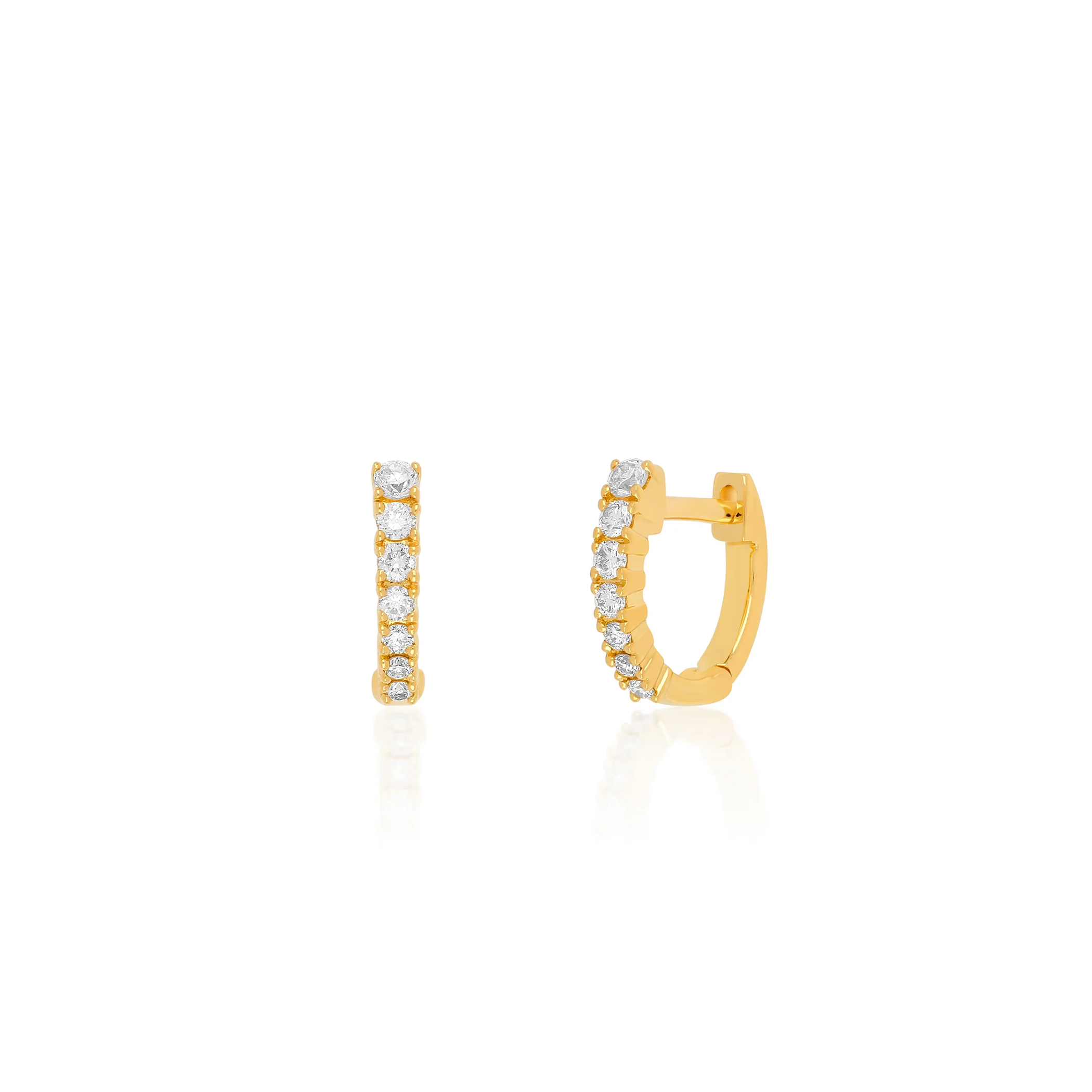Full Cut Diamond Arc Mini Huggie Earring