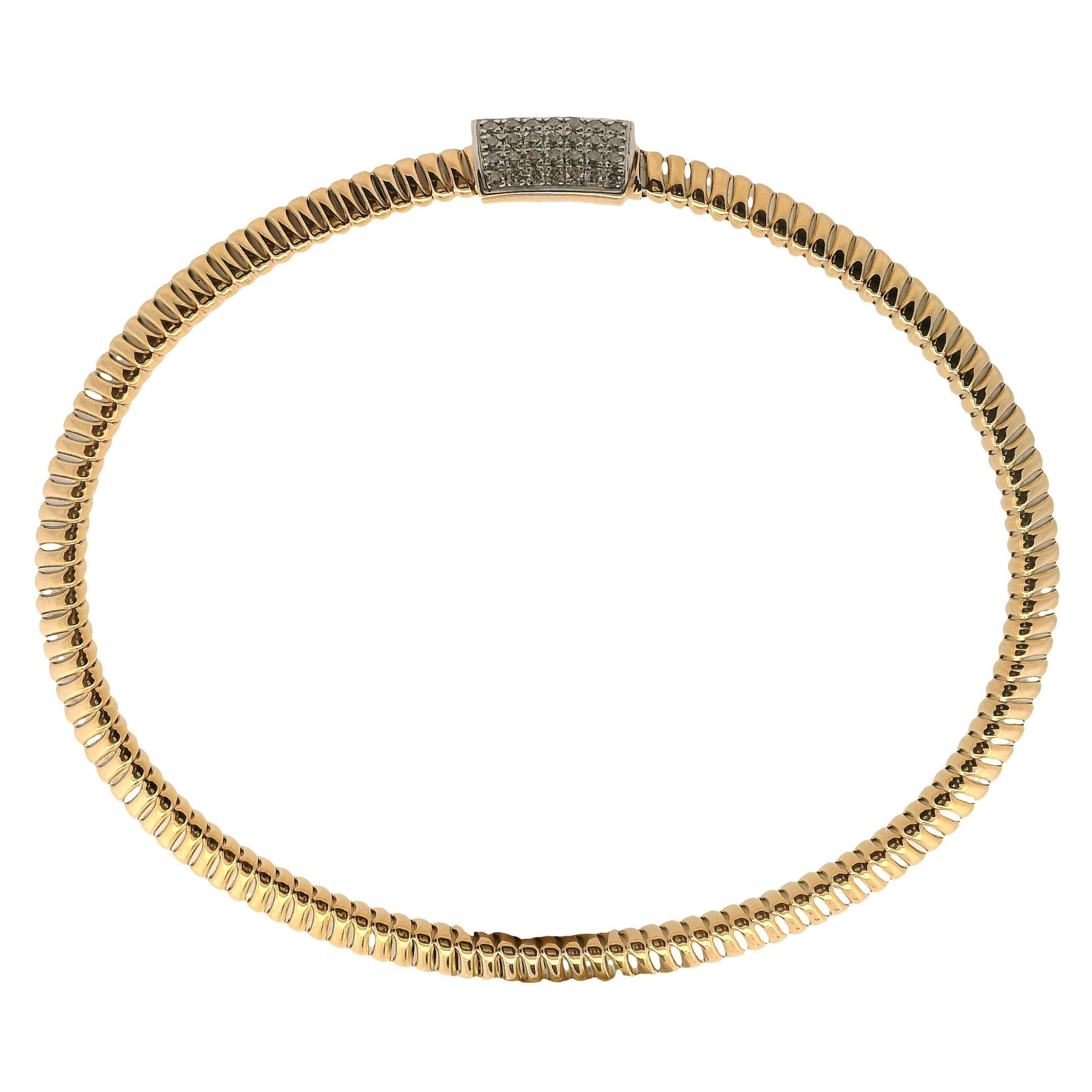 Tubogas Bangle with Pavé Diamond Center