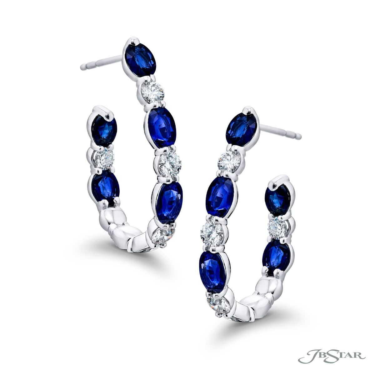Diamond and Sapphire Hoop Earrings