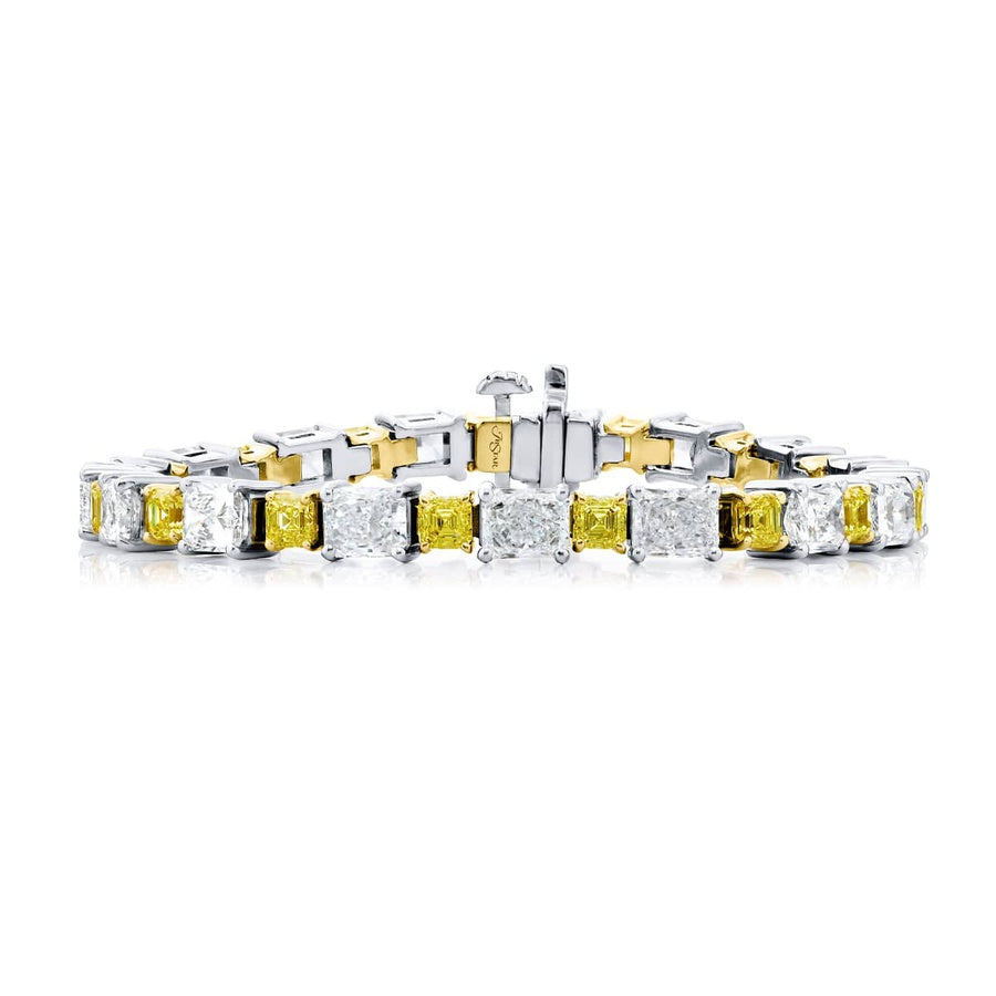 Platinum and 18K Yellow Gold Radiant-Cut Fancy Yellow Diamond Bracelet