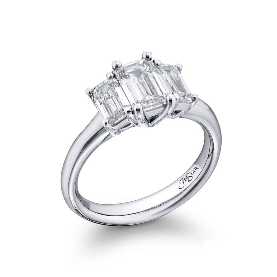 Platinum Emerald-Cut Diamond GIA Certified Engagement Ring