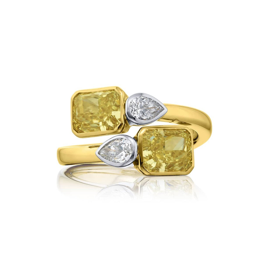 Platinum Radiant-Cut Fancy Yellow Diamond Certified Twogether Ring