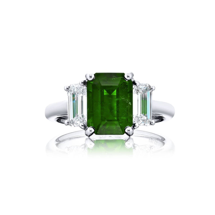 Stunning 2.41 ct. Emerald-Cut Emerald and Diamond Ring in Platinum