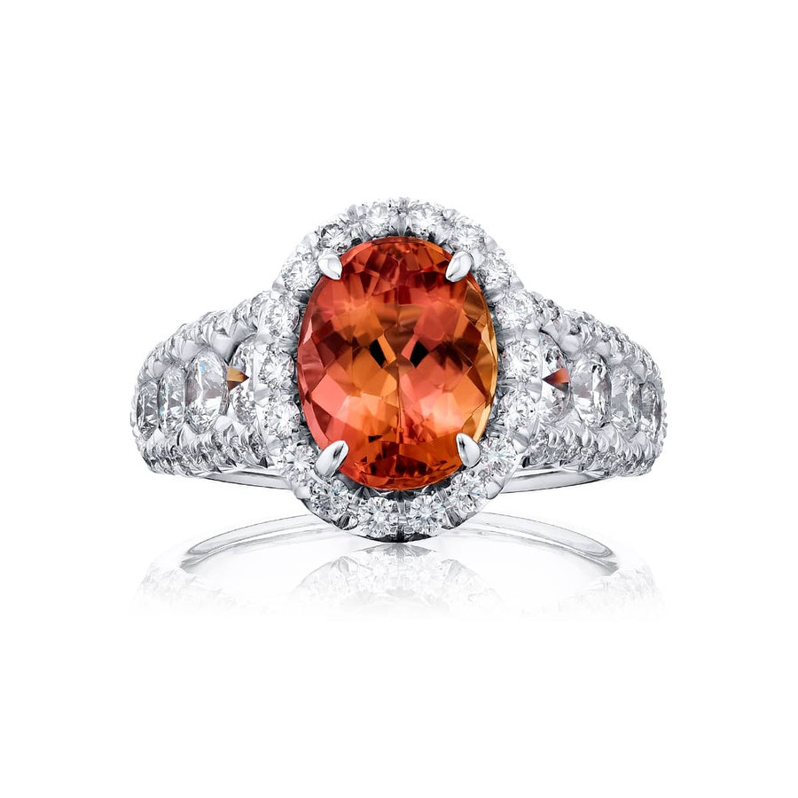 Platinum Oval Imperial Topaz Certified Micro Pave Ring