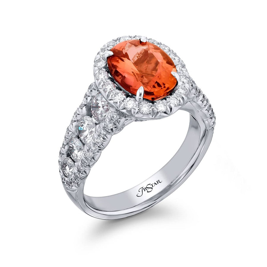 Platinum Oval Imperial Topaz Certified Micro Pave Ring