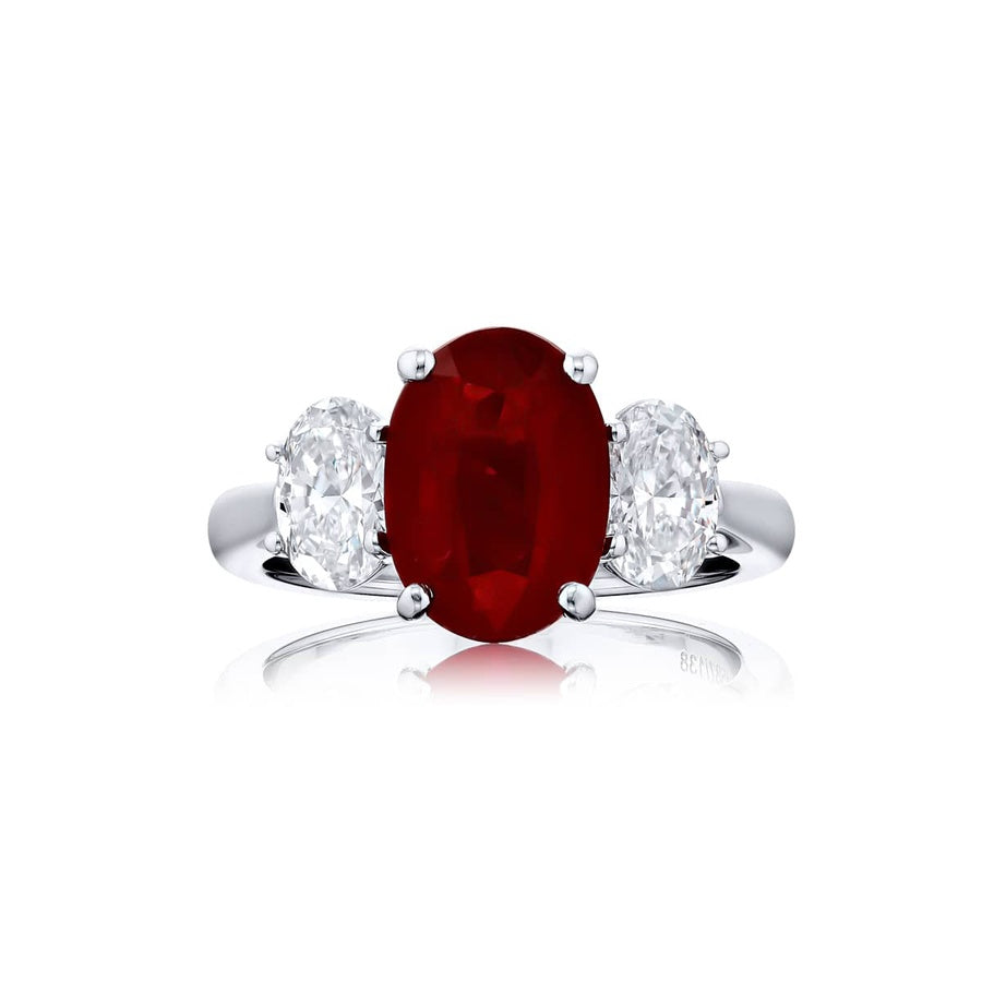 Platinum Oval Burmese Vivid Ruby Certified Ring