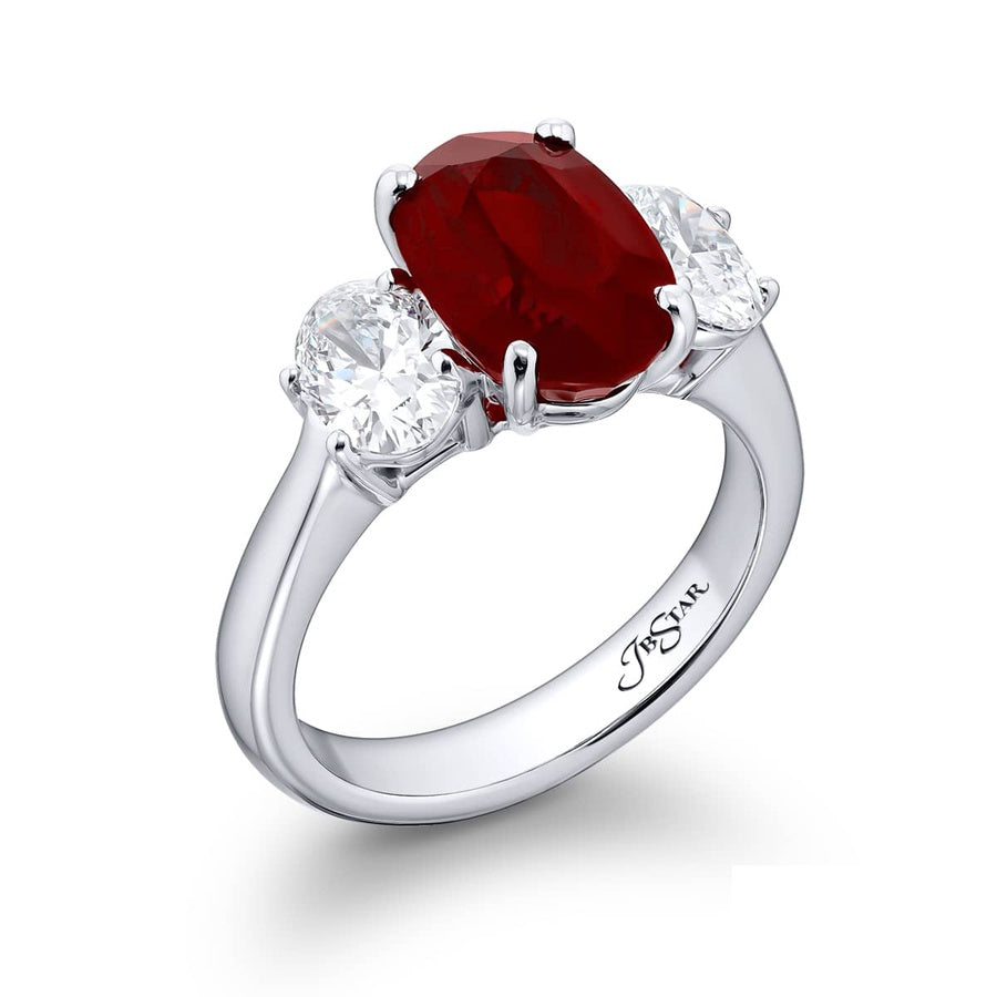 Platinum Oval Burmese Vivid Ruby Certified Ring
