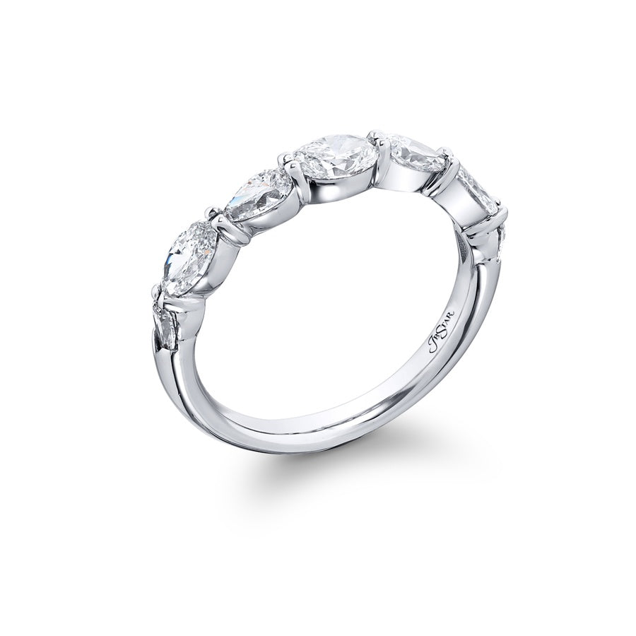 Platinum Marquise and Pear-Shaped Diamond Single-Row East-West Band
