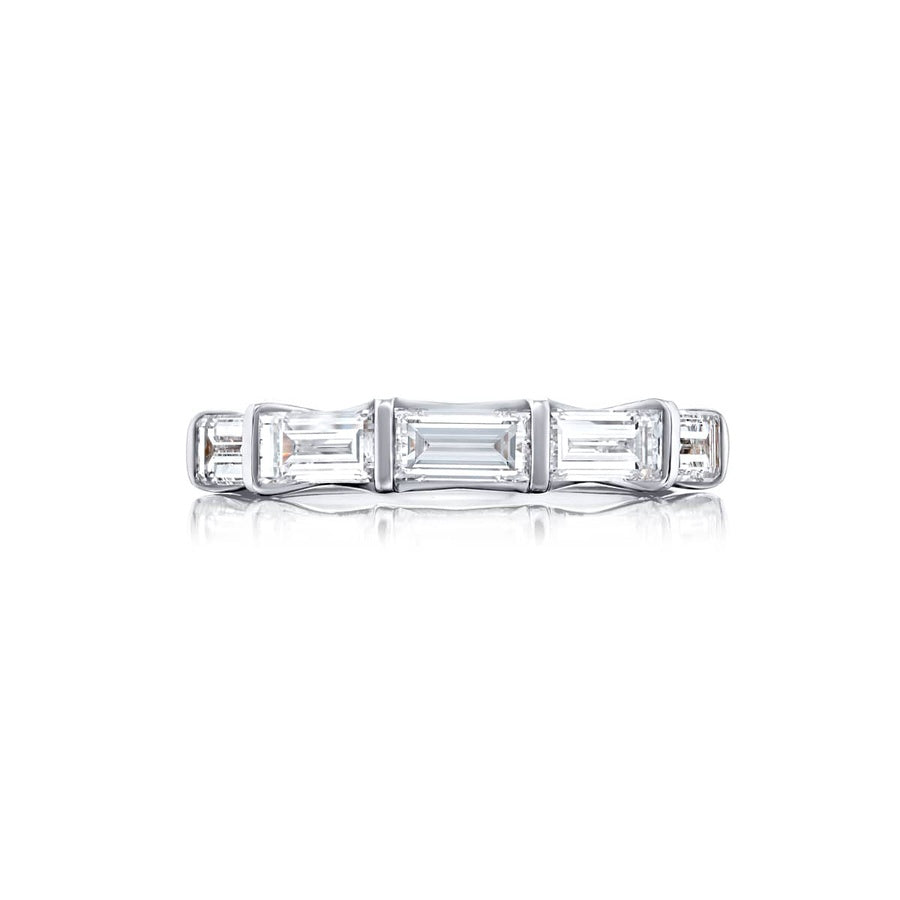 Platinum Straight Baguette Diamond Single-Row East-West GIA Certified Band