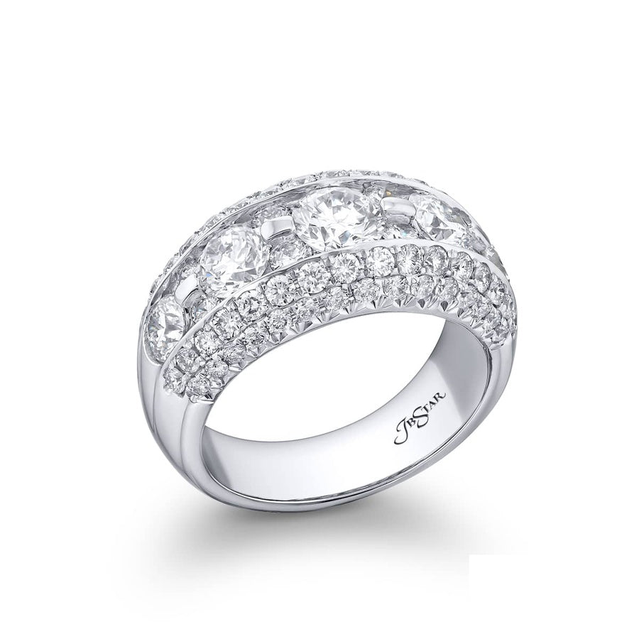 Platinum Round Diamond Three-Row Channel Set Micro Pave Band