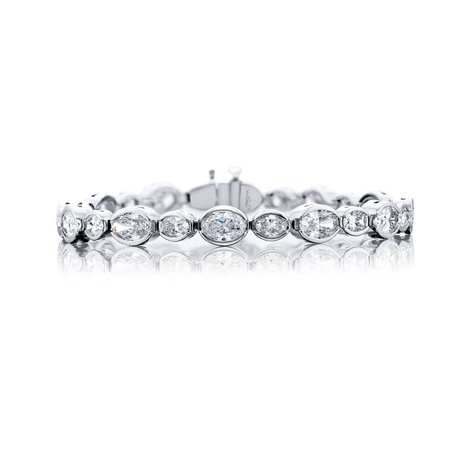 Platinum Oval Diamond East-West Bezel Bracelet