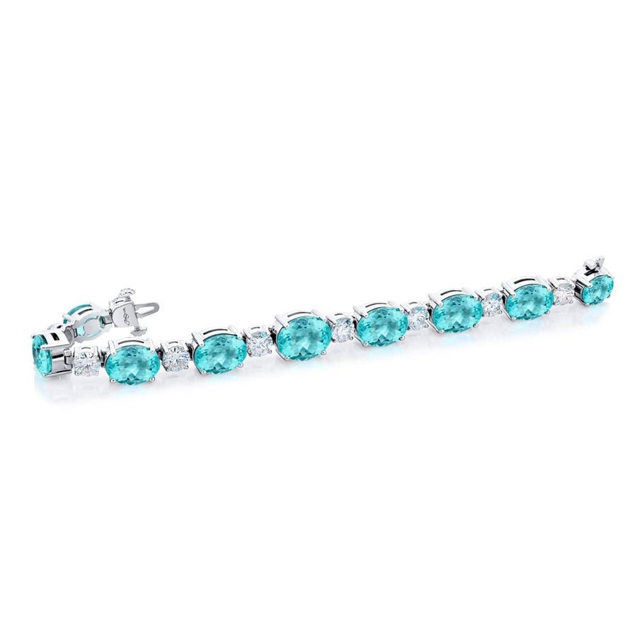 Platinum Oval Paraiba Certified Bracelet