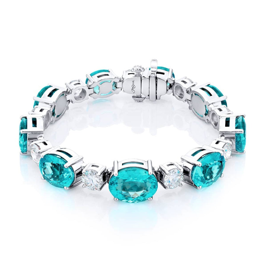 Platinum Oval Paraiba Certified Bracelet