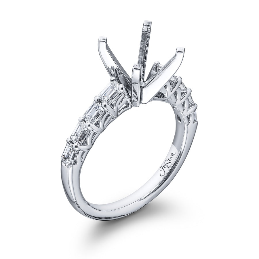 Platinum Emerald-Cut Diamond East-West Semi-Mount