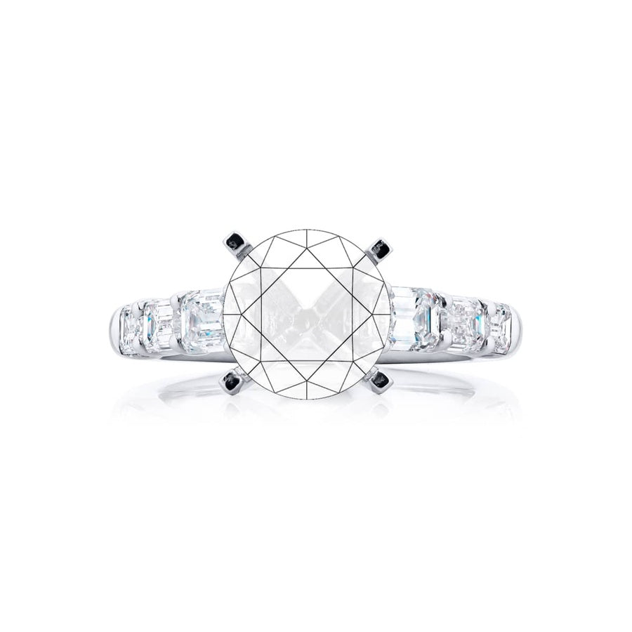 Platinum Emerald-Cut Diamond Semi-Mount