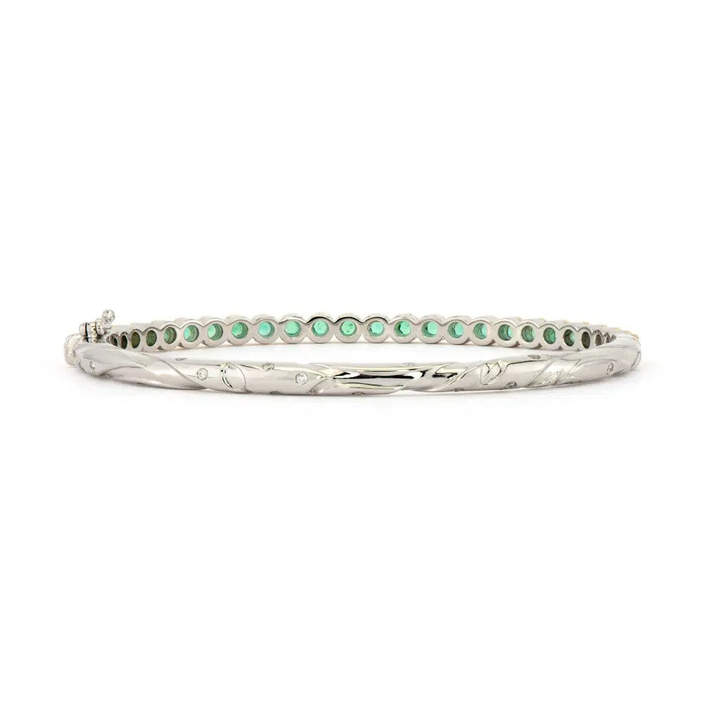 Hammered Emerald Bezel Bangle