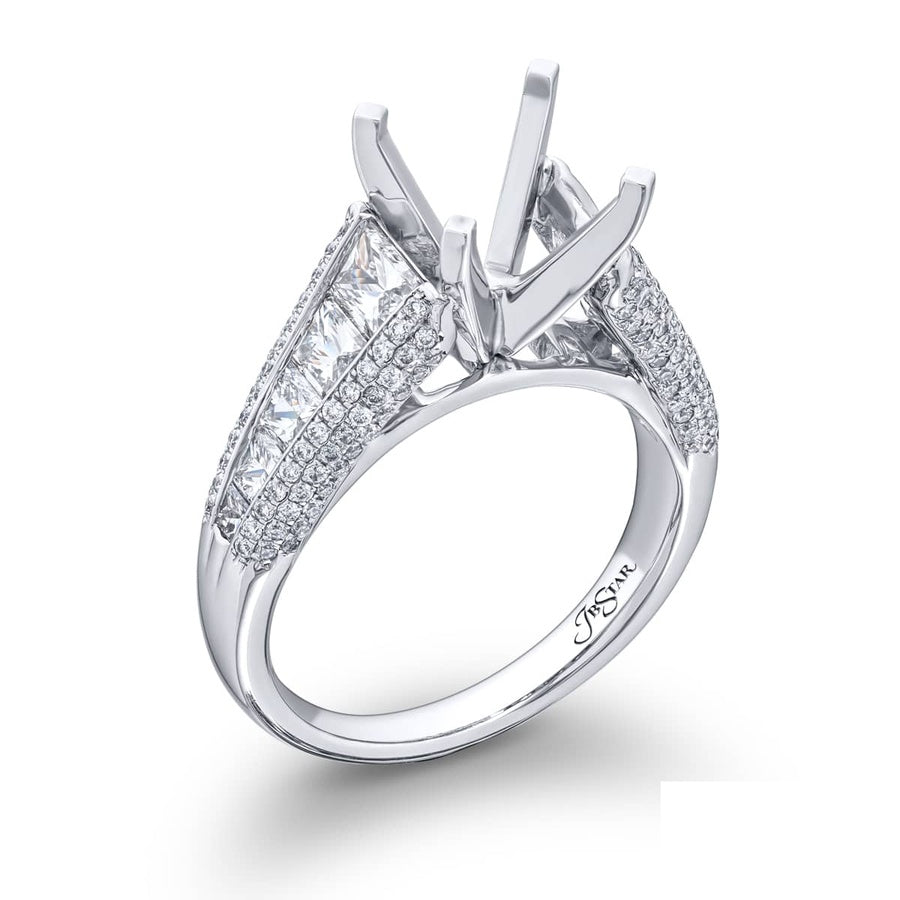 Oval Topaz And Trapezoid Ring In Pave Setting Plat 18KY Gold