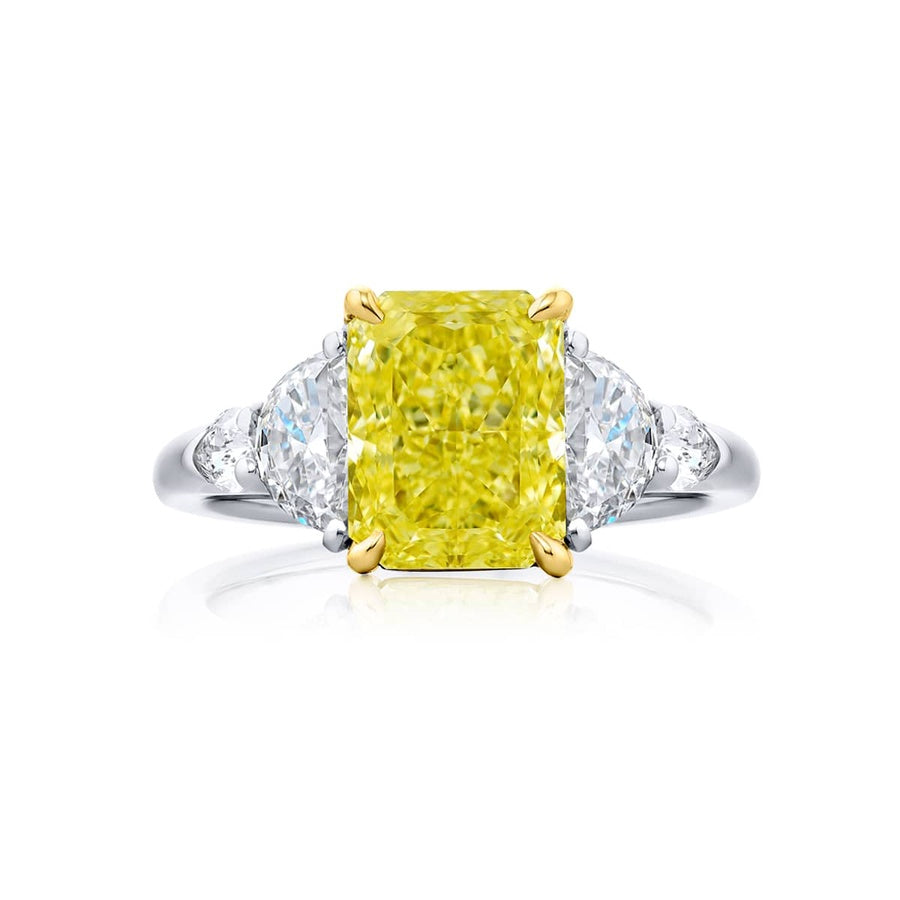 Platinum Radiant-Cut Fancy Yellow Diamond GIA Certified Engagement Ring
