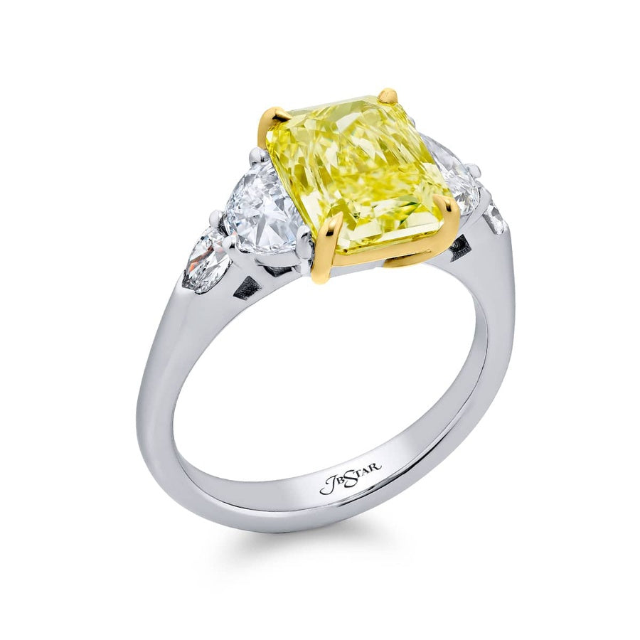Platinum Radiant-Cut Fancy Yellow Diamond GIA Certified Engagement Ring