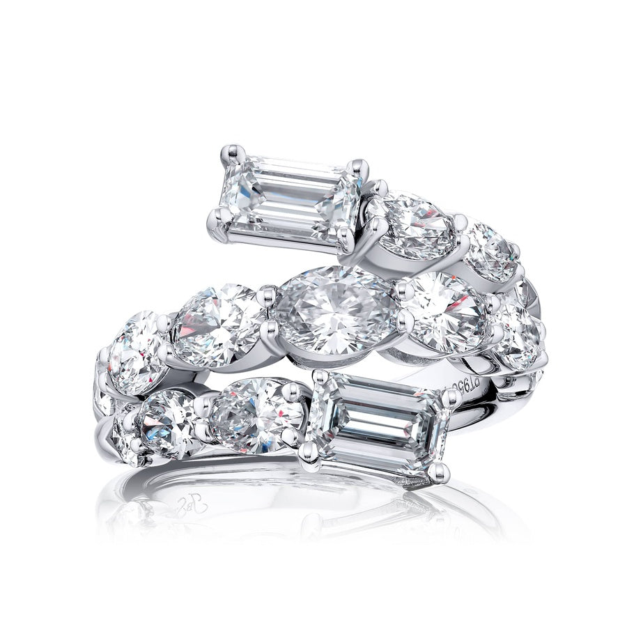 Platinum Emerald-Cut Diamond Certified Twogether Ring