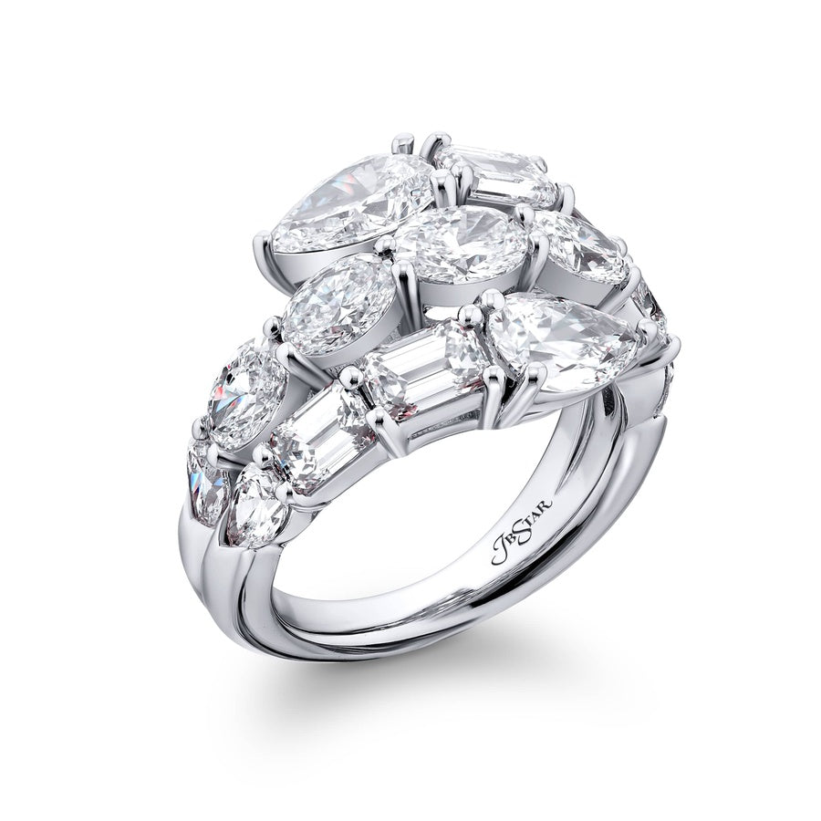 Platinum Pear-Shaped and Oval Diamond Certified Twogether Ring