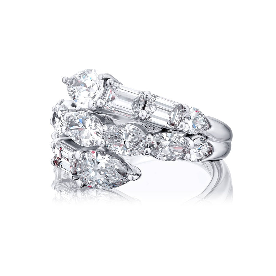 Platinum Pear-Shaped and Oval Diamond Certified Twogether Ring