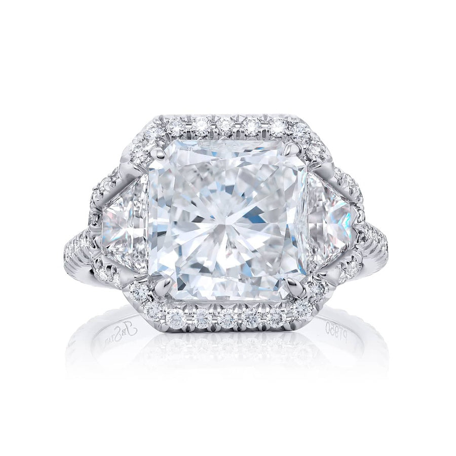 Platinum Radiant-Cut Diamond GIA Certified Micro Pave Engagement Ring