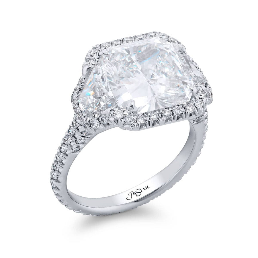 Platinum Radiant-Cut Diamond GIA Certified Micro Pave Engagement Ring