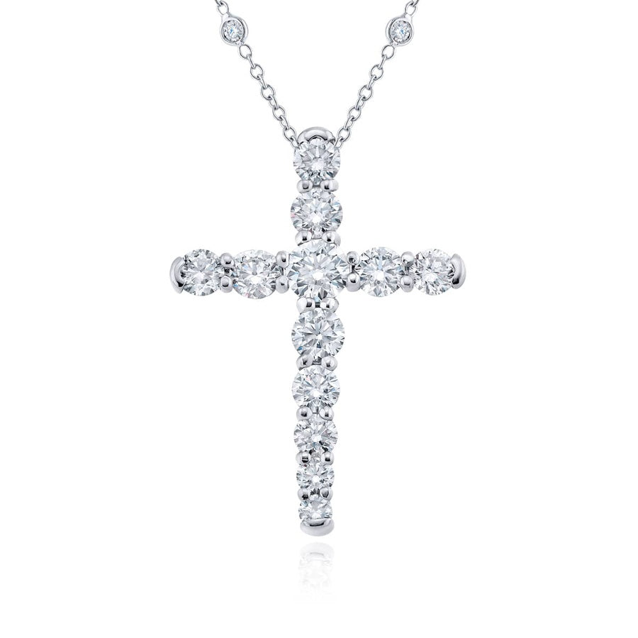 Platinum Round Diamond Cross Pendant