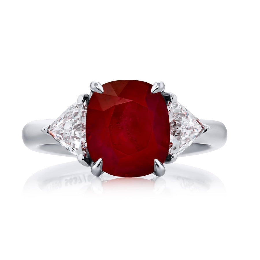 Platinum Cushion-Cut Burmese Ruby Certified Ring