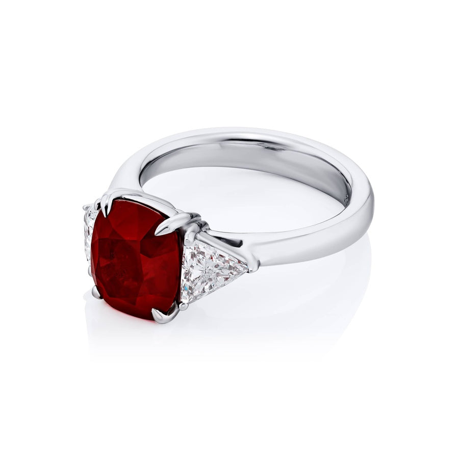Platinum Cushion-Cut Burmese Ruby Certified Ring