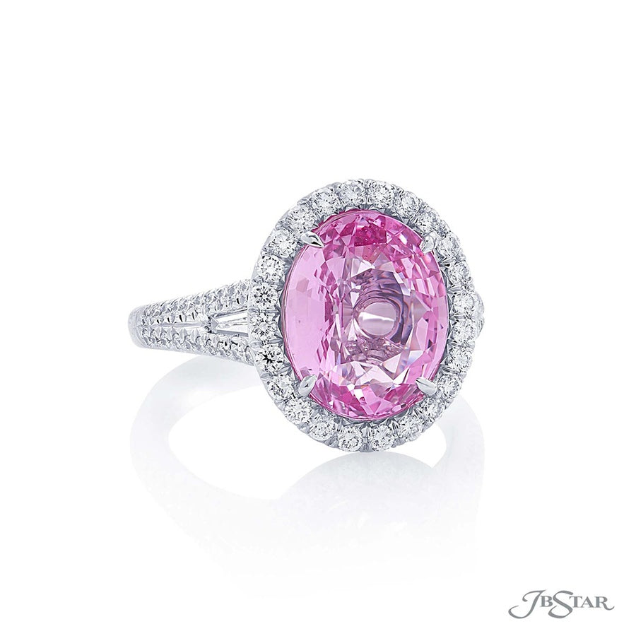 5.52 ct. Oval Pink Sapphire & Diamond Ring in Platinum