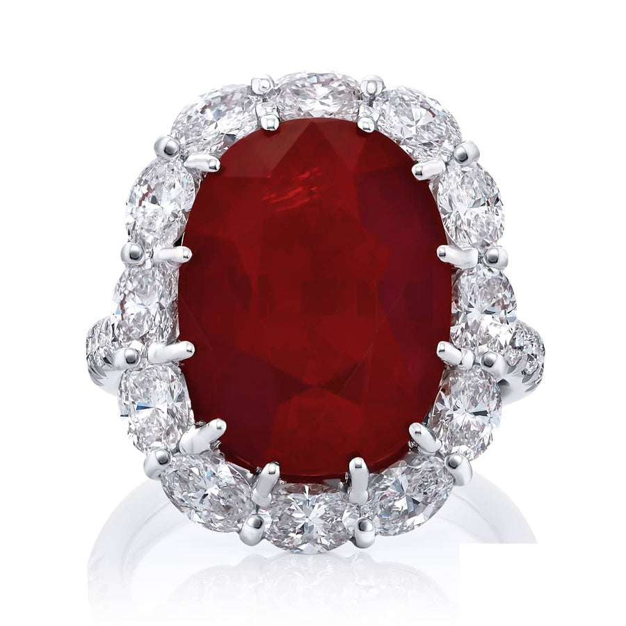 Platinum Oval Burmese Ruby Certified Ring