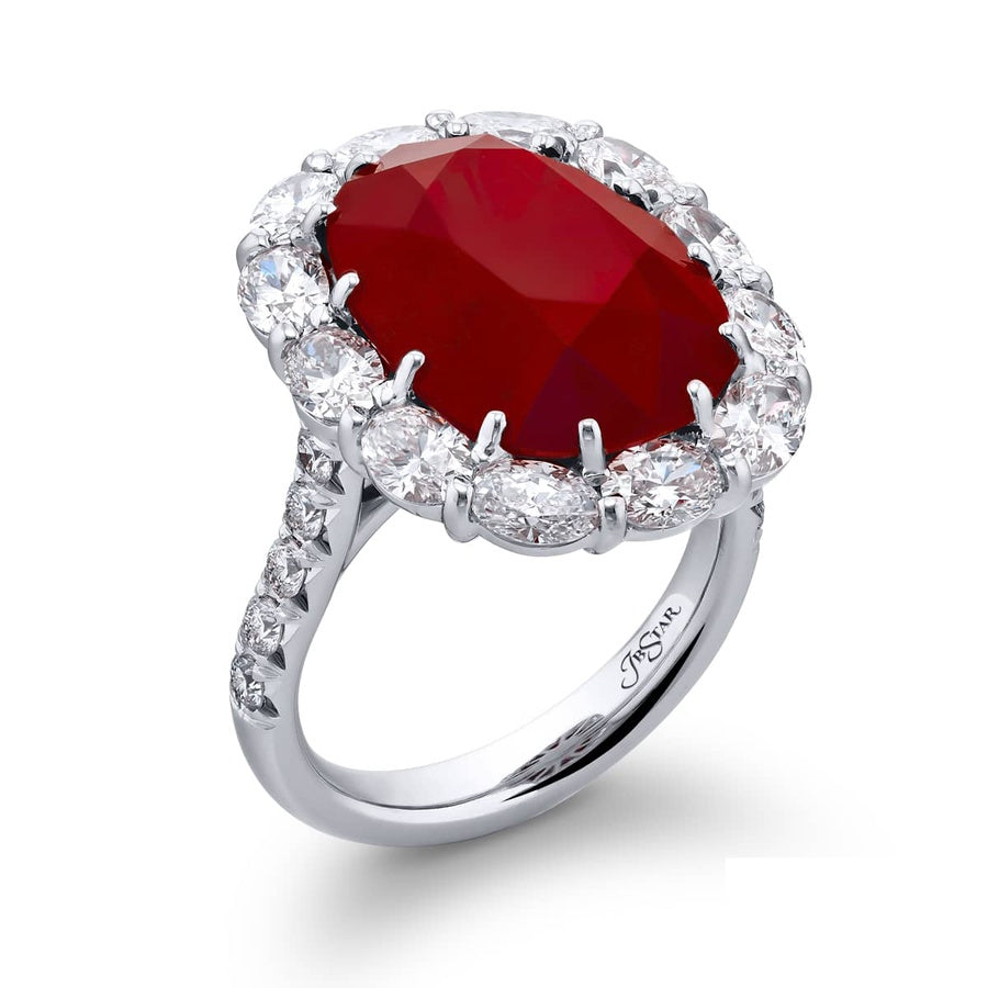 Platinum Oval Burmese Ruby Certified Ring