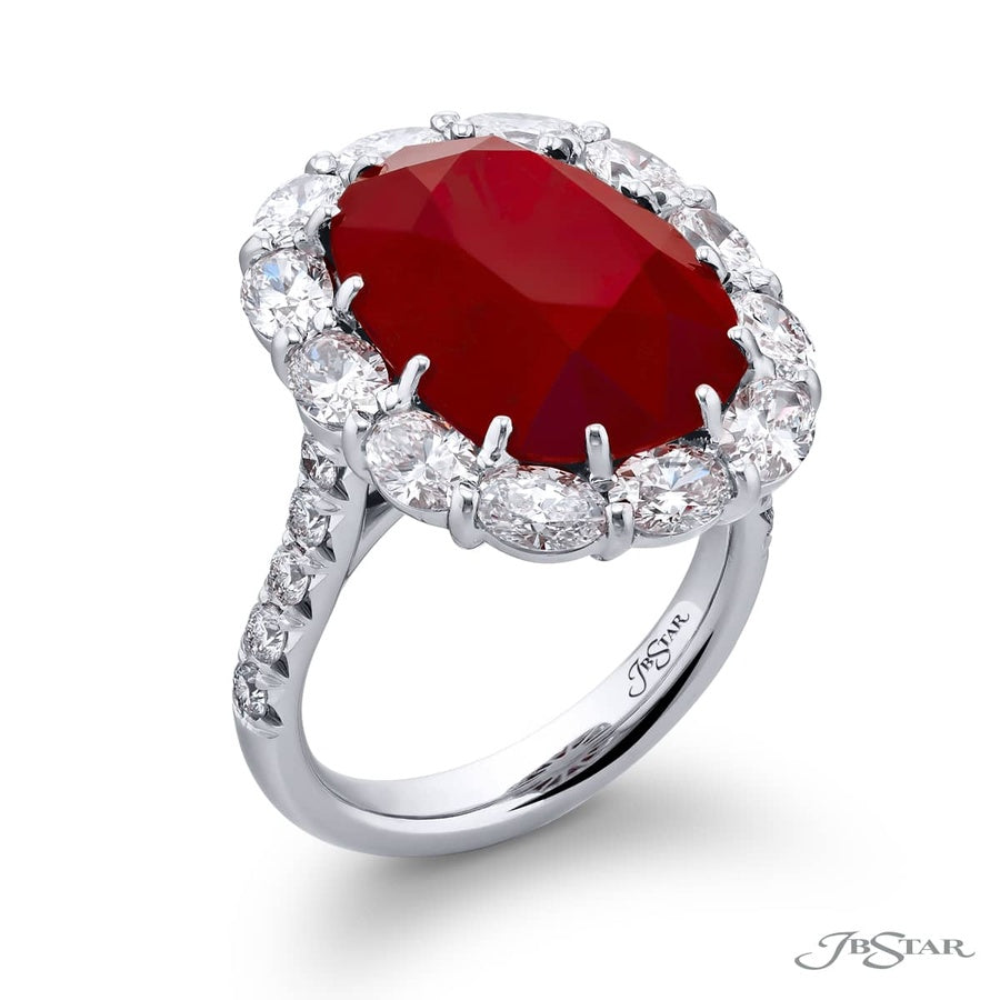 Platinum Oval Burmese Ruby Certified Ring