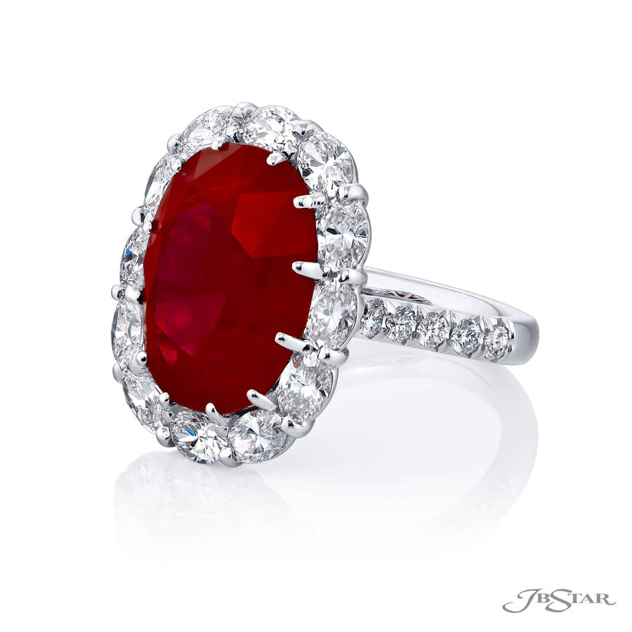 Platinum Oval Burmese Ruby Certified Ring