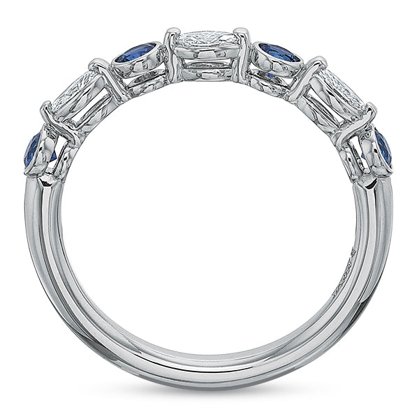 Marquise Diamond & Round Sapphire Anniversary Band