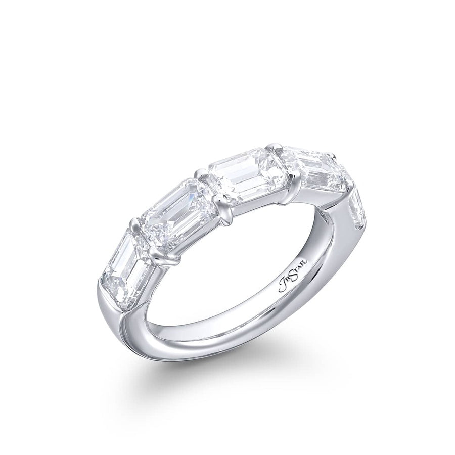 Platinum Emerald-Cut Diamond Single-Row East-West GIA Certified Band