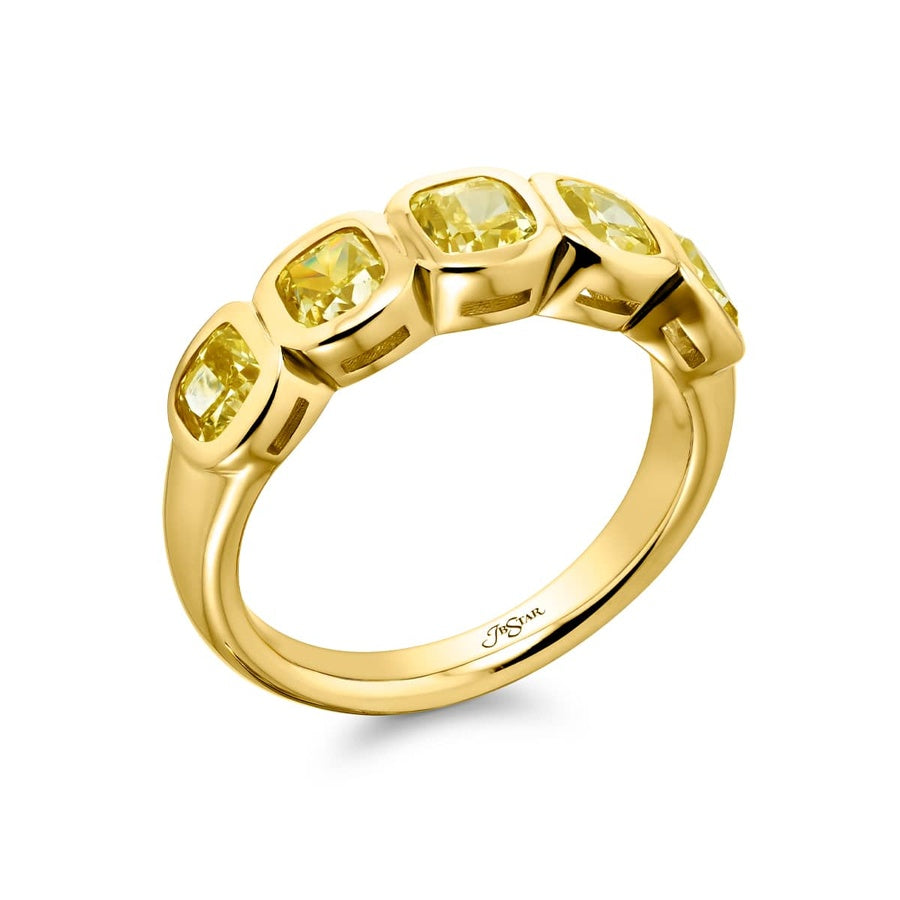 18K Yellow Gold Cushion-Cut Fancy Yellow Diamond Single-Row Bezel Set Band
