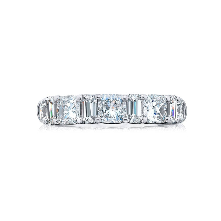 Platinum Cushion-Cut and Emerald-Cut Diamond Single-Row Band