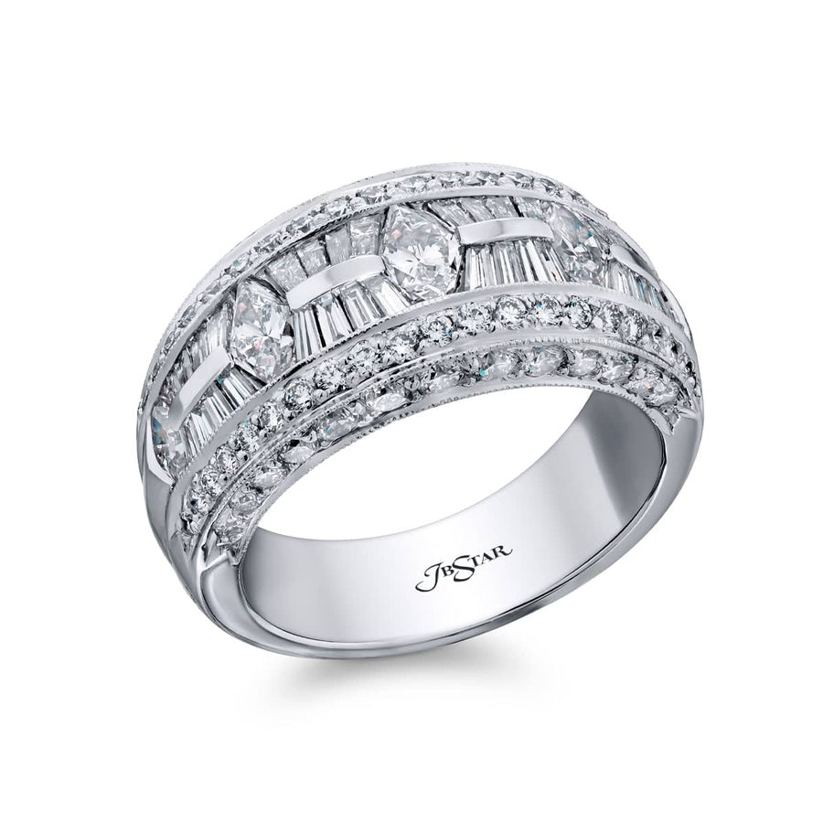 Platinum Marquise Diamond Single-Row Channel Set Micro Pave Band