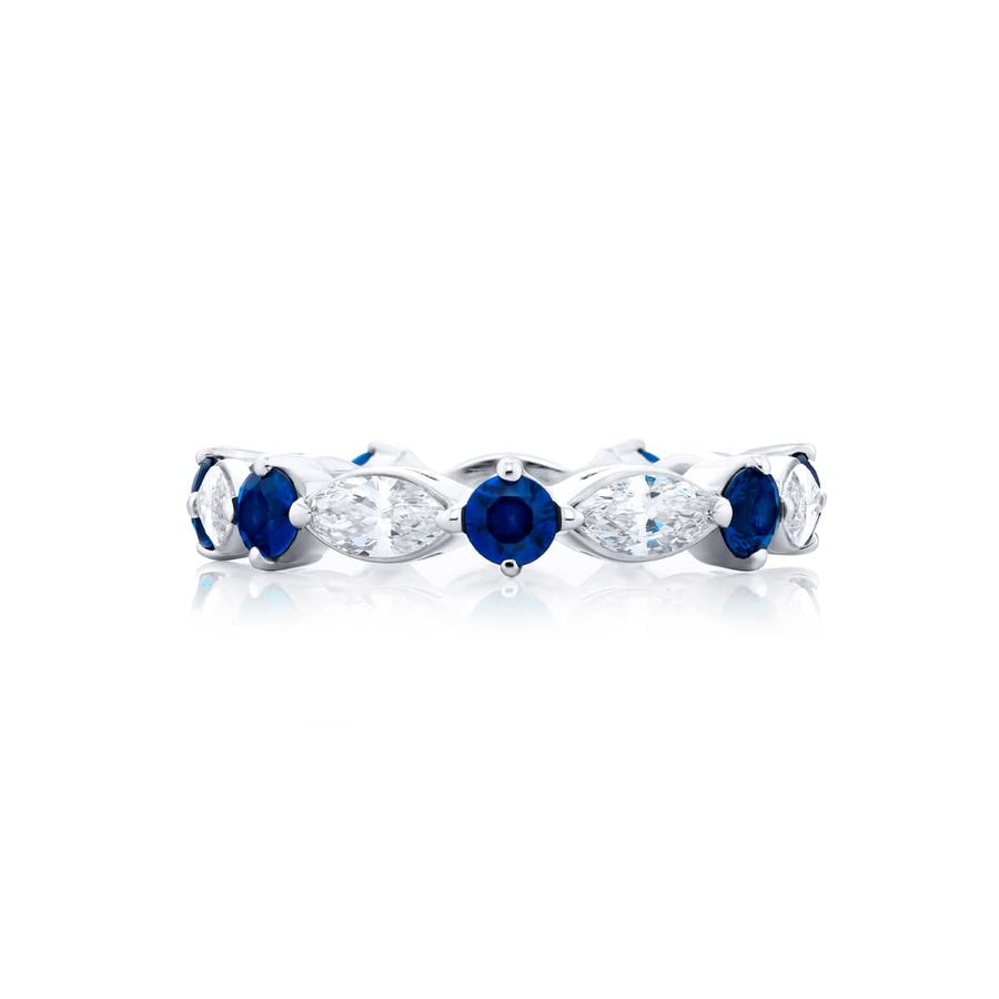 Platinum Marquise Diamond and Sapphire Eternity Band