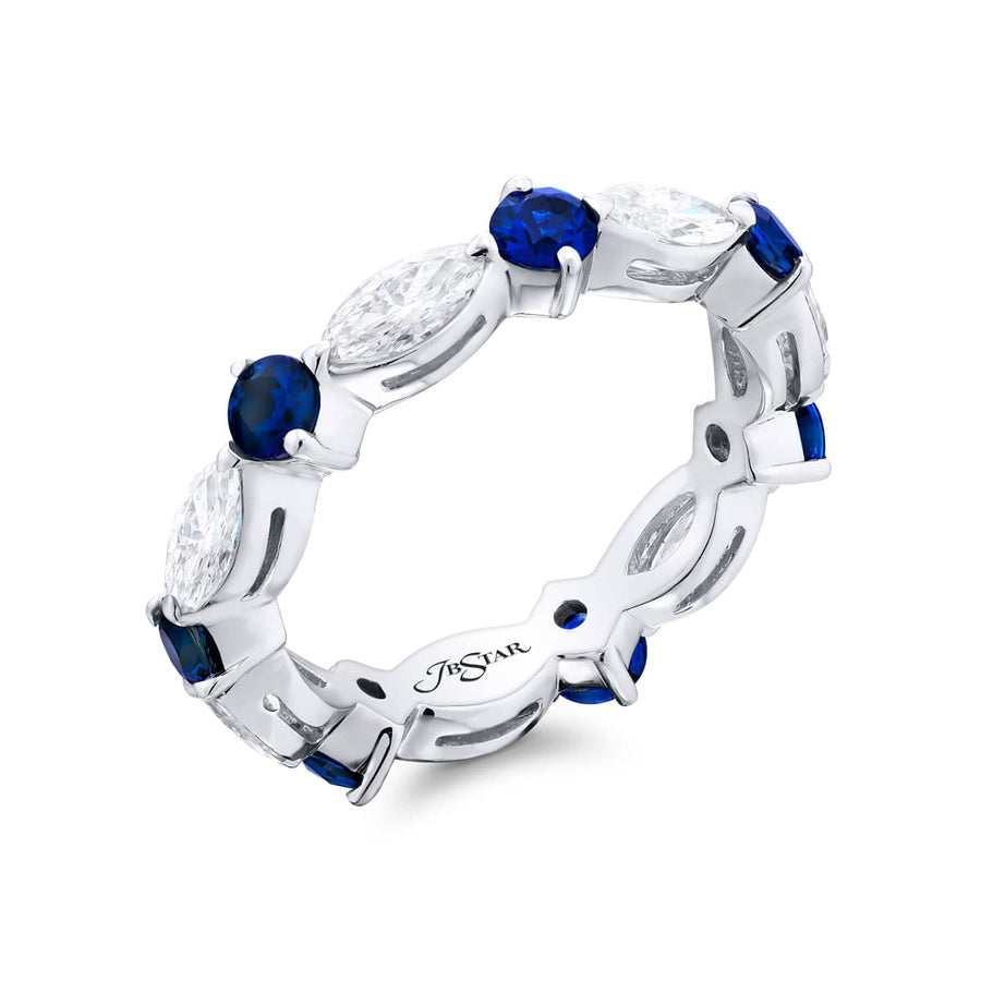 Platinum Marquise Diamond and Sapphire Eternity Band