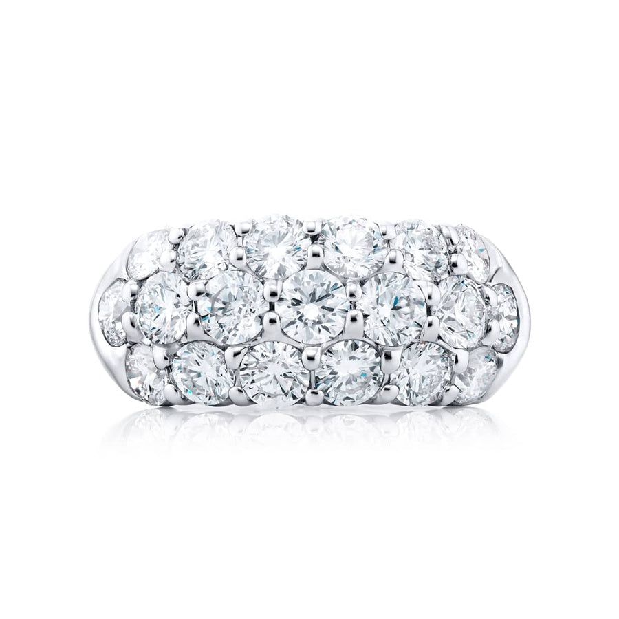 Platinum Round Diamond Three-Row Band