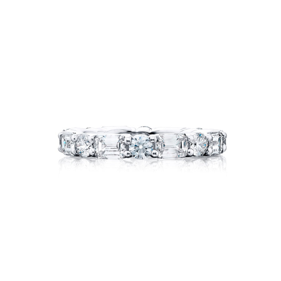 Platinum Emerald-Cut and Round Diamond Eternity Band