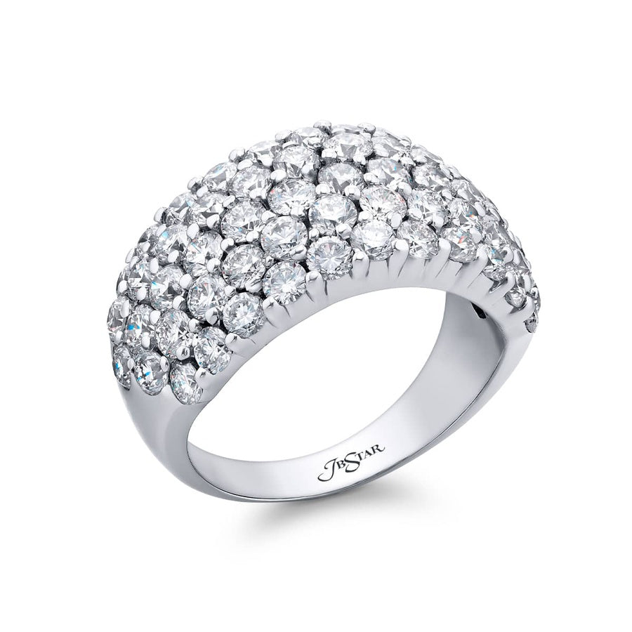 Platinum Round Diamond Five-Row Band