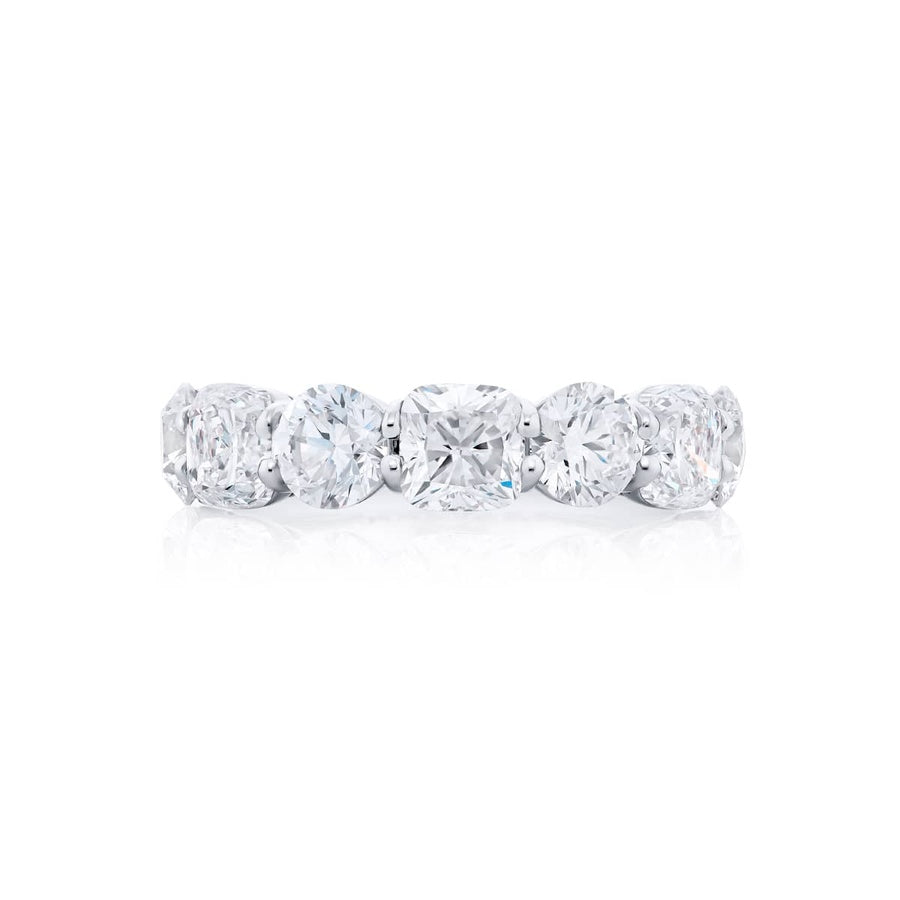 Platinum Radiant-Cut and Round Diamond Single-Row Band