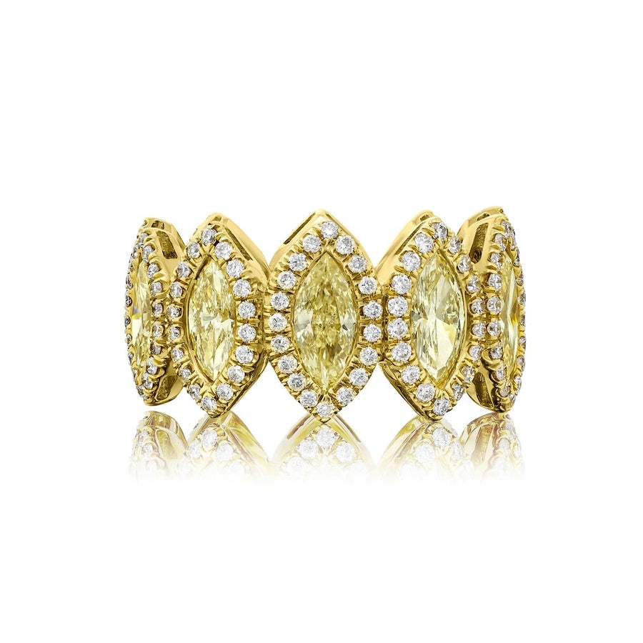 18K Yellow Gold Marquise Fancy Yellow Diamond Eternity Band